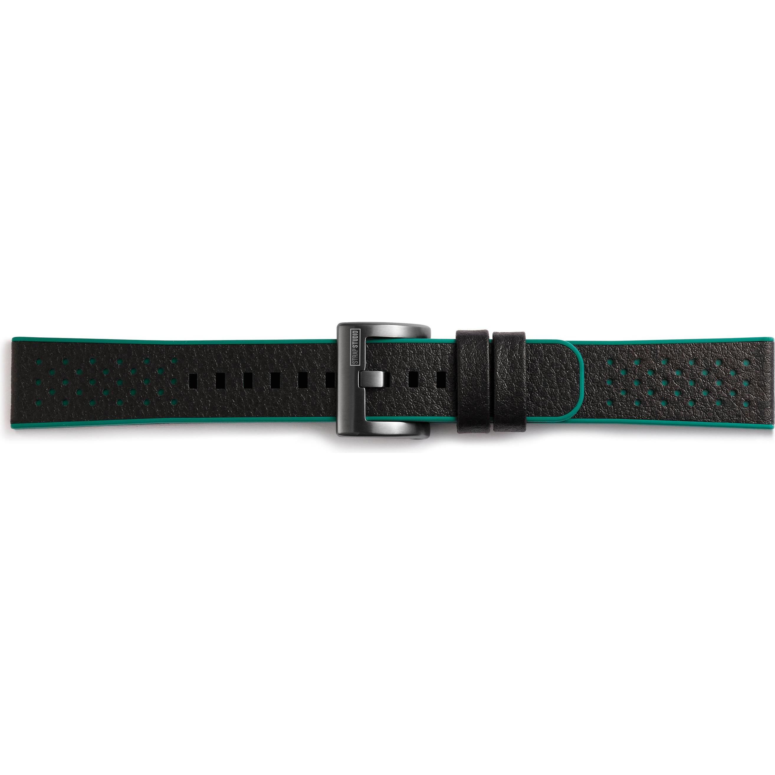 Thumbnail - Strap Studio Hybrid Sport (20 mm, Kautschuk, Leder, Gear Sport), Uhrenarmband, Grün, Schwarz