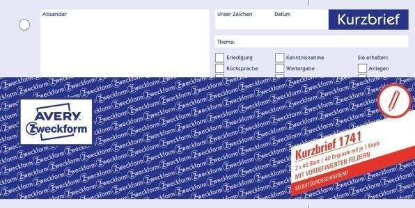 Productafbeelding Avery 1741 Boekhoudformulier en -boek (40x)