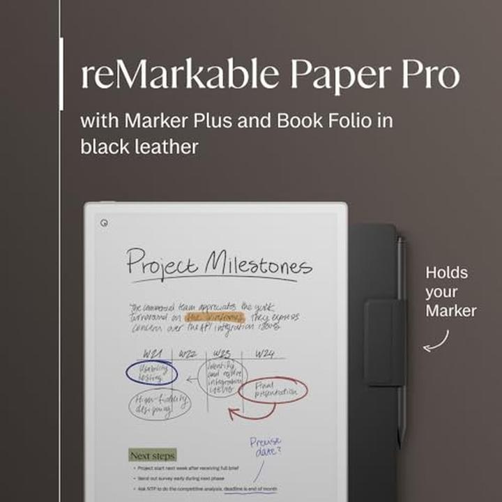 Image du produit reMarkable Paper Pro met Book Case Leer Zwart (RM83C-1005NW) (11.80", 64 Go, Noir)