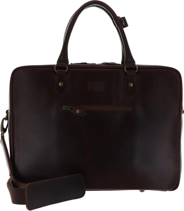 Actual product image Buckle & Seam Leather briefcase Albert Brown / inner lining Dot (15")