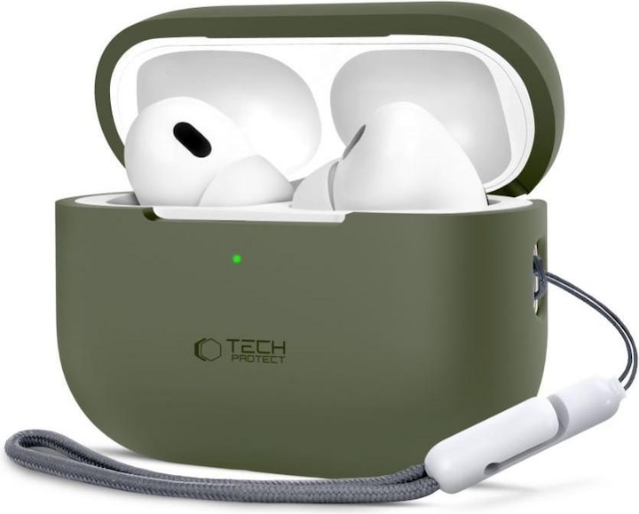 Image du produit Tech-Protect Etui en silicone pour Apple AirPods Pro 1 / 2 - Vert (Manchon pour casque d'écoute)