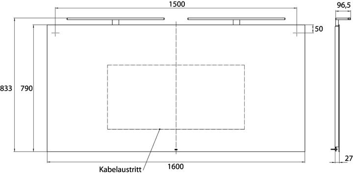 Actual product image Emco mee LED light mirror, two top lights, 1600 x 790 mm, 449600007 (101.50 x 18.50 cm)