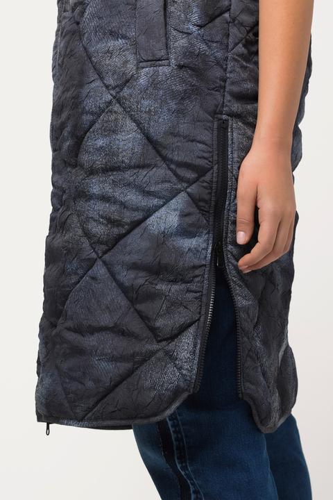 Produktbild Ulla Popken Long-Steppweste, seitliche Zipper, Stehkragen, ärmellos (46, 48)