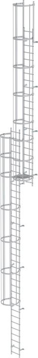 Actual product image Munk Multi-leveled fixed ladder with back protection (construction) Aluminium anodised 15.48m (Multi-purpose ladder, 1548 cm)