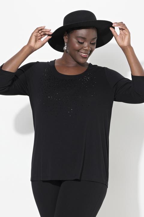 Immagine prodotto Ulla Popken Maglia classica con applicazioni, scollo a girocollo e maniche a 3/4 (42, 44)