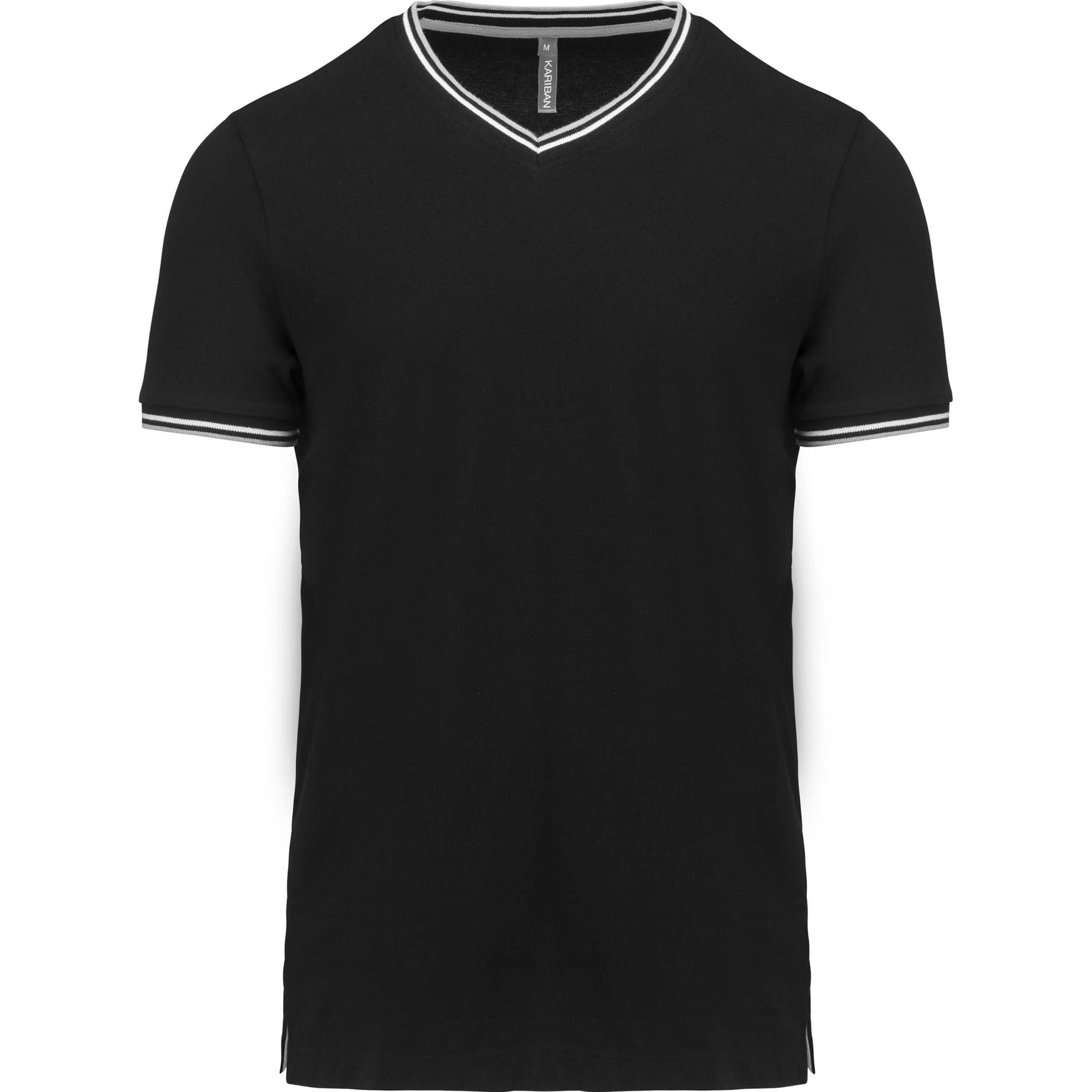 Kariban, Herren, Shirt, Maille Piquée Col V, Blau, (S)