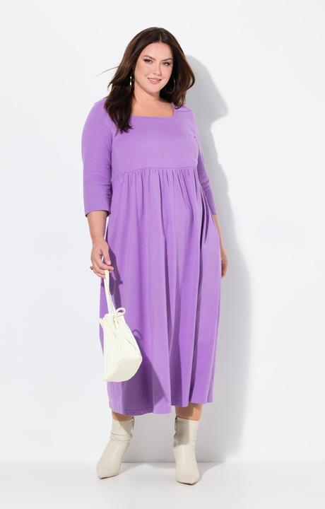 Produktbild Ulla Popken Jerseykleid, A-Linie, Carré-Ausschnitt, 3/4-Arm (54)