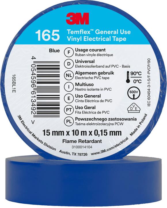 Image du produit 3M Ruban isolant Temflex 1500 bleu (15 mm)