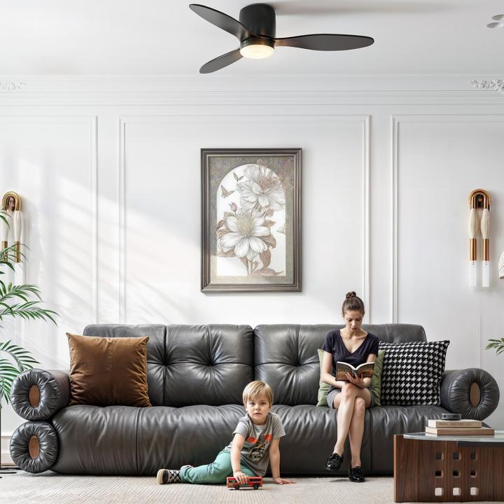 Produktbild Homcom Deckenventilator mit Beleuchtung Kunststoff Schwarz (50 dB)