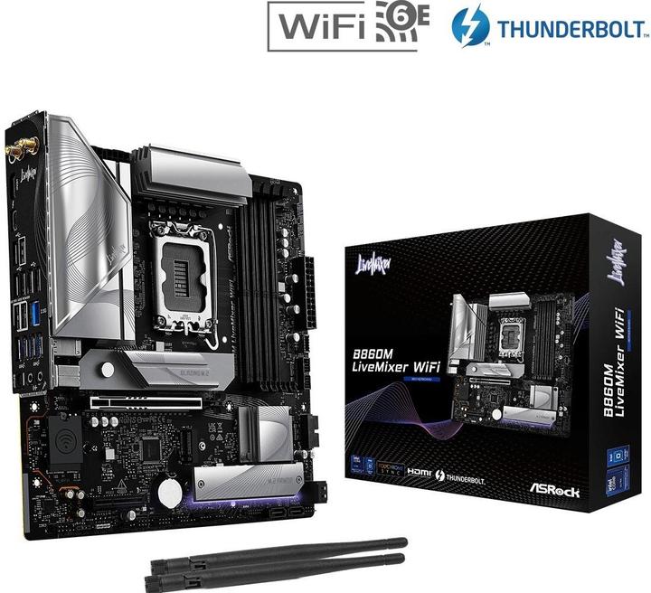 Productafbeelding AsRock B860M LiveMixer WiFi DDR5 Intel S kleinhandel (LGA 1851, Intel B860, Micro ATX (mATX))