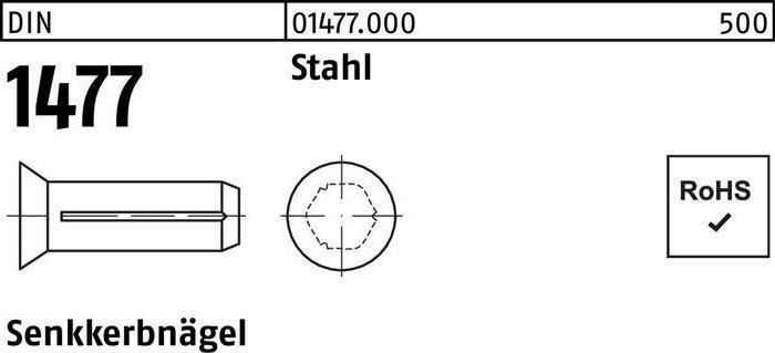 Actual product image Countersunk grooved nail DIN 1477 5 x 10 steel DIN 1477