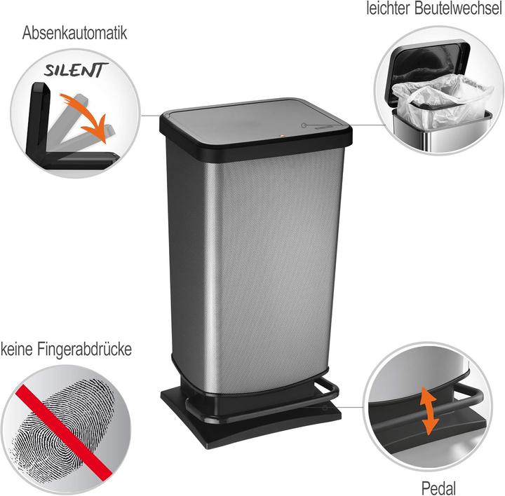 Produktbild Rotho Paso Pedal-Mülleimer 40l BPA-frei Kunststoff (40 l)