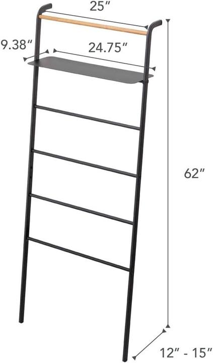 Actual product image Yamazaki Leaning clothes ladder with TOWER shelf