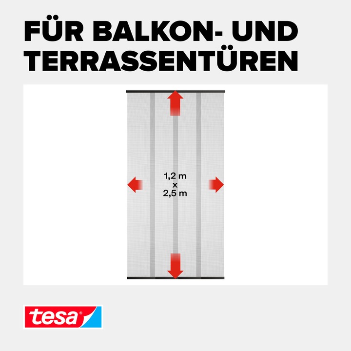 Produktbild tesa Insektenschutz STANDARD Lamellentür, Vorhang mit Klettverschluss, ohne Bohren (120 x 250 cm)