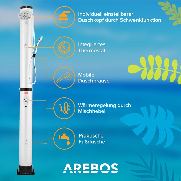 Produktbild Arebos Solardusche mit Bodenplatte