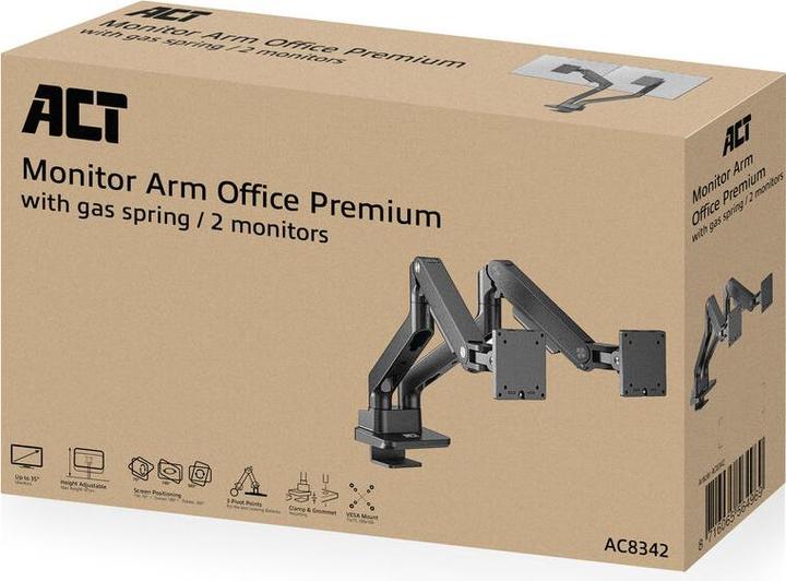Produktbild ACT Dual monitor arm office premium, with gas spring (Tisch, 32")