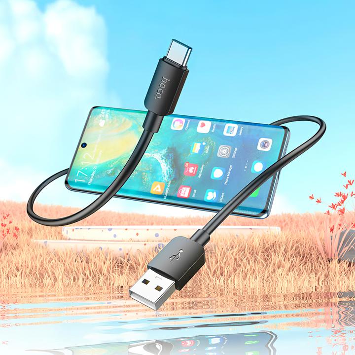 Produktbild Hoco USB-A to USB-C X96, 27W, 0.25m, schwarz (0.25 m, USB 2.0, 27 W)