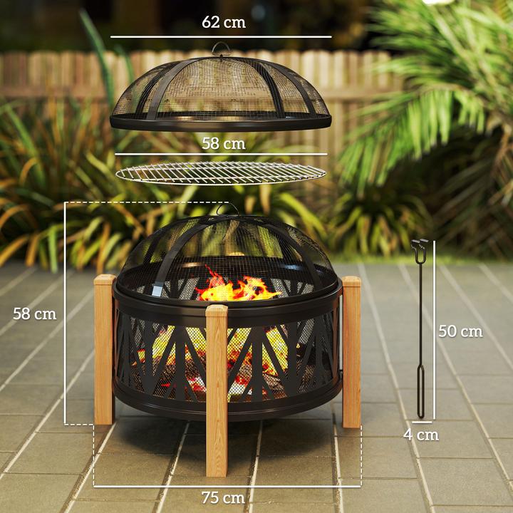 Produktbild Outsunny Feuerschale Metall Schwarz+Braun (75 cm)
