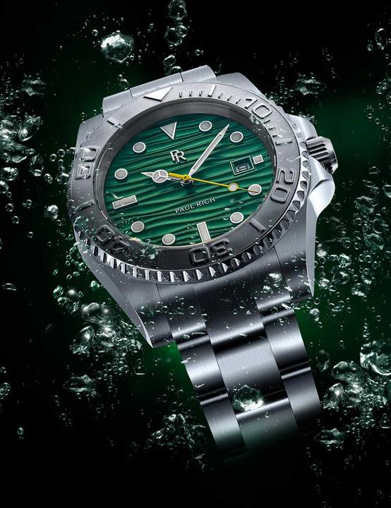 Actual product image Paul Rich PR-46707 Herrenuhr Crystal Bay Emerald Isle Silver Green 40mm 5ATM (Analogue wristwatch)