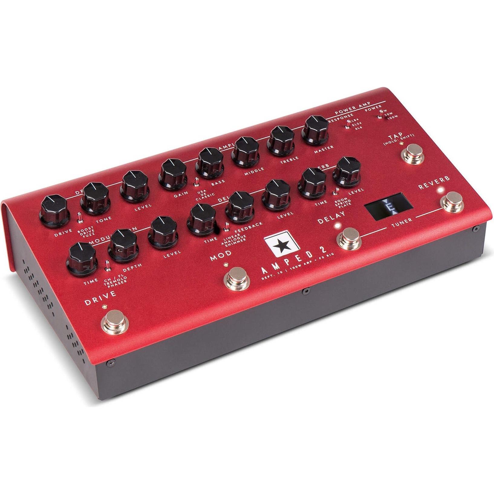 Blackstar Dip. 10 Amped 2 100W gitaar eindversterker met processore multieffetto (Chitarra), Pedale effetto, Rosso