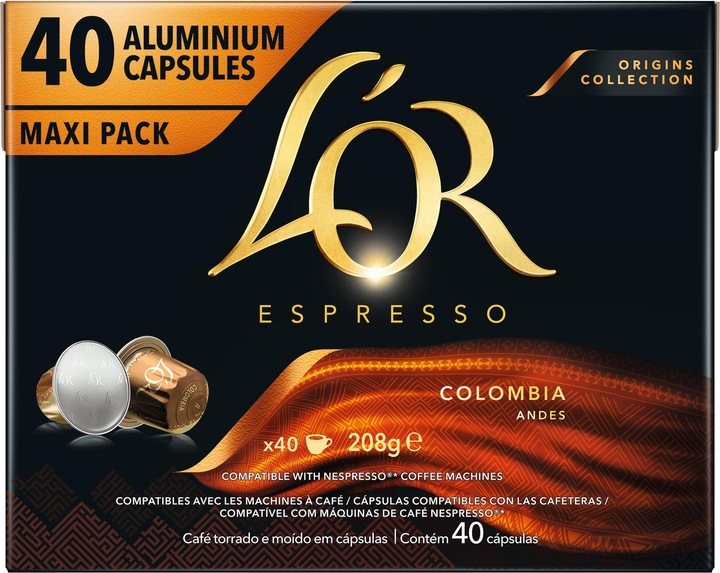 Image du produit L’OR Espresso Dosettes de café Colombia 40 pièces (1 x Port.)