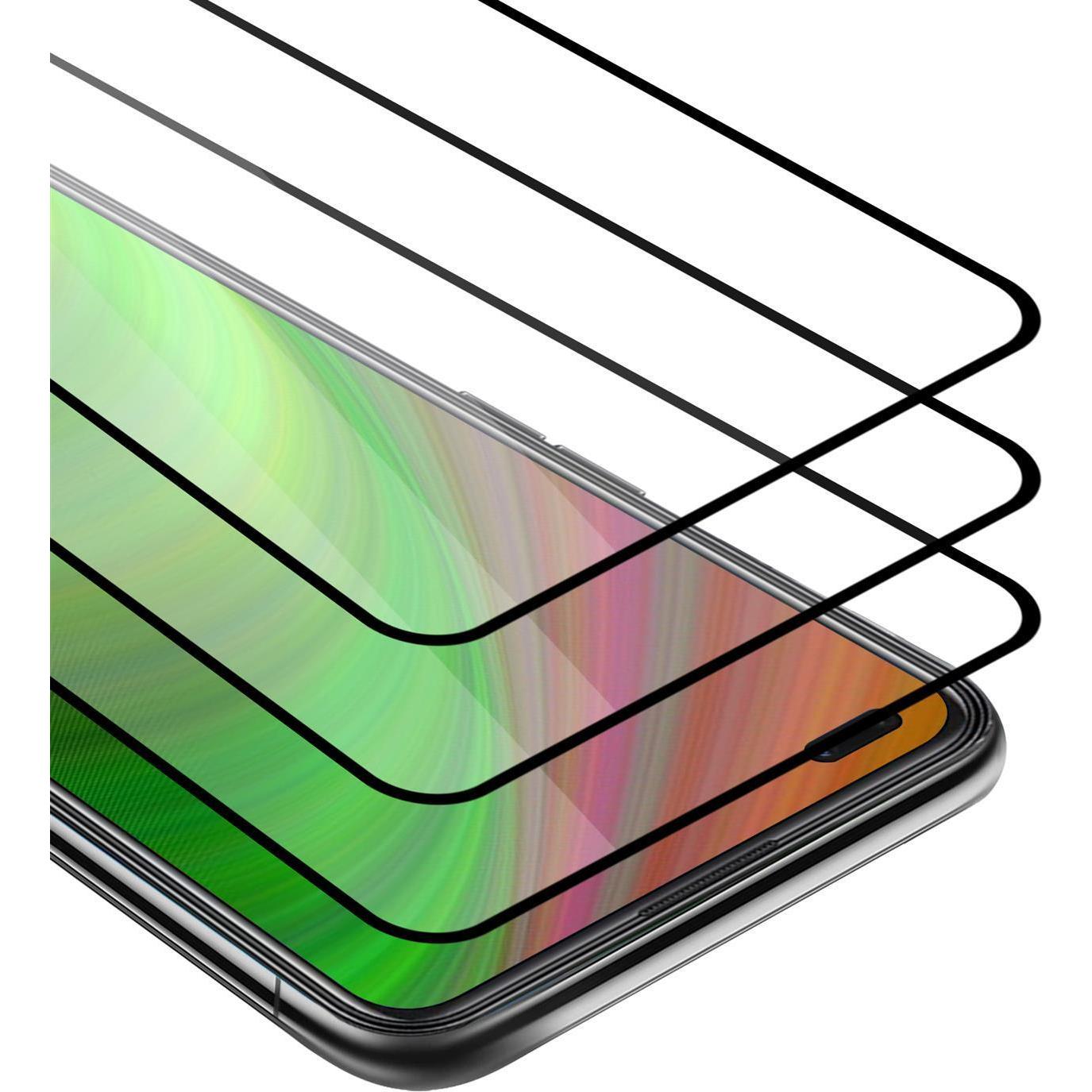 Cadorabo Vollbild Displayschutzglas (3 Stück, Oppo Reno 4), Smartphone Schutzfolie, Schwarz