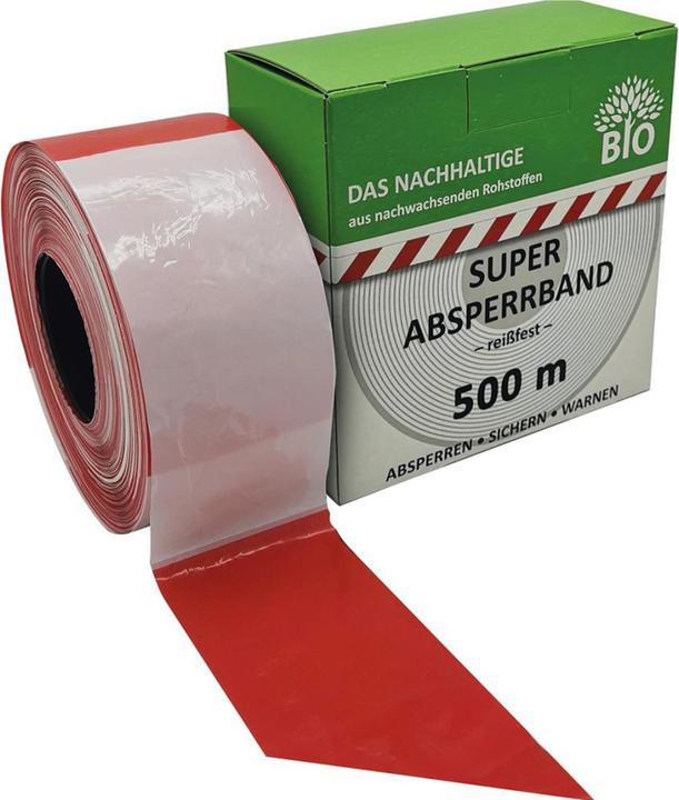 Kelmaplast Barrier tape 500 m roll red/white blocked The sustainable product made from renewable raw materials