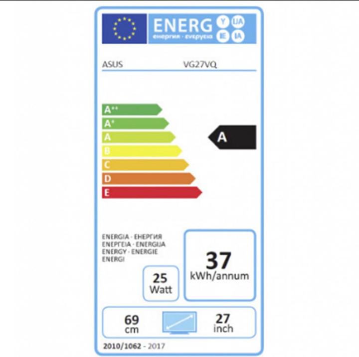 Label énergétique ASUS TUF Gaming VG27VQ (1920 x 1080 pixels, 27")