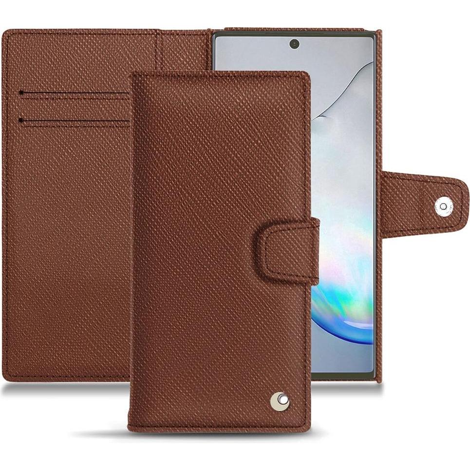 Noreve Lederschutzhülle Wallet (Samsung Galaxy Note 10+), Smartphone Hülle, Braun