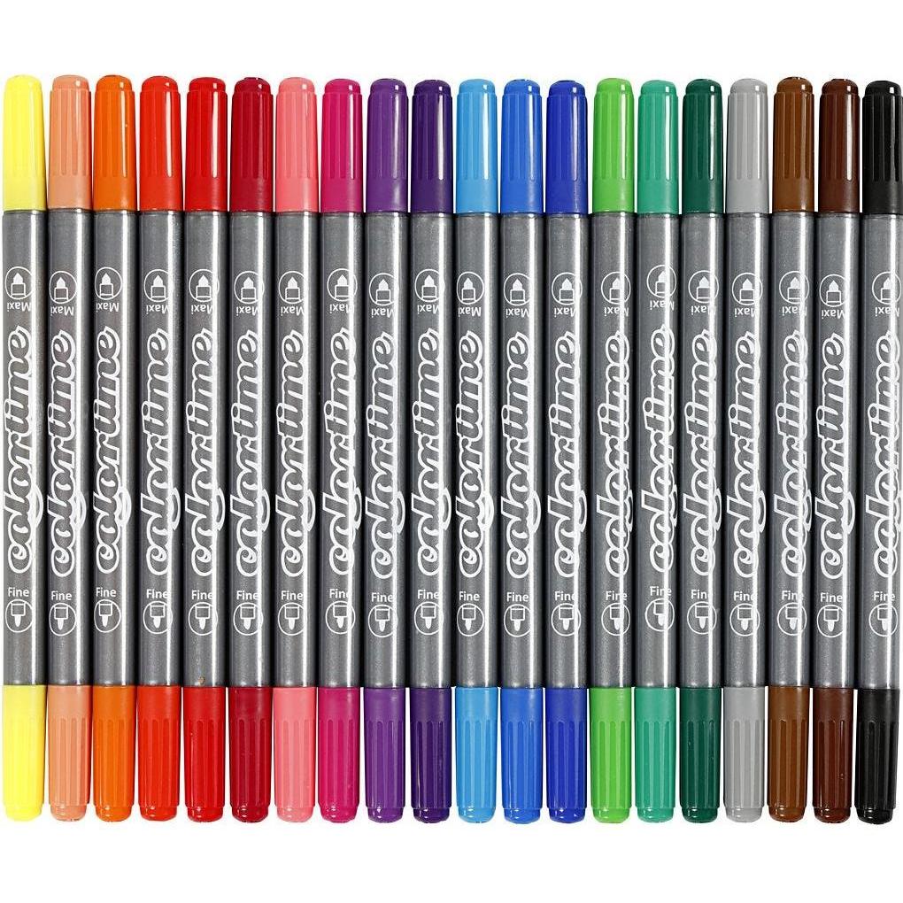 Thumbnail - Creativ Company, Malstifte, Colortime Double Marker (Standard-Farben, 20 x)