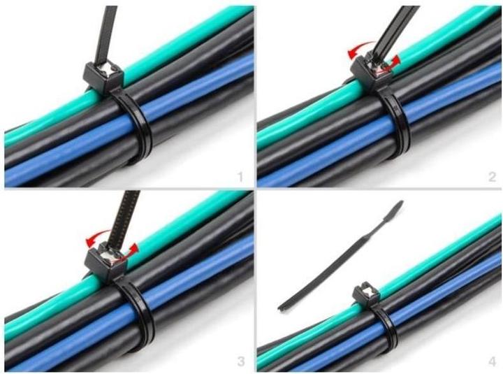 Actual product image Delock Cable ties (PU 50) self-cutting L 280 x W 4.8 mm black (280 mm, 50 pcs.)