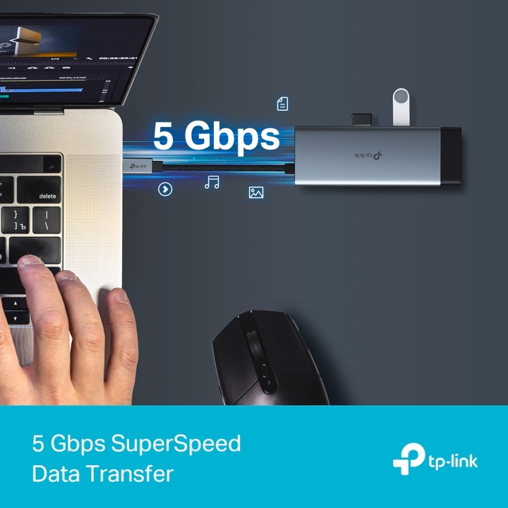 Actual product image TP-Link USB Hub USB Type-C 6-Port Hub UH6120C (USB-C, 6 Ports)