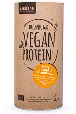 Purasana Mix di proteine vegane - Canapa / Zucca e Girasole (barattolo da 400 g) (Natura, 1 pz., 400 g)