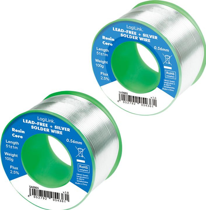 Image du produit LogiLink Fil de soudure Ø 0,56 mm (sans plomb + argent), 0,7% cuivre, 100g Ro