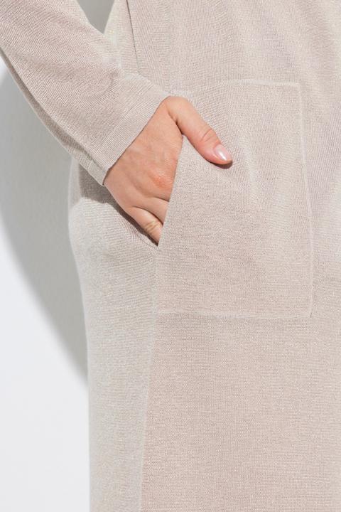 Produktbild Ulla Popken Long-Strickjacke, offene Form, V-Ausschnitt, Stehkragen (56)