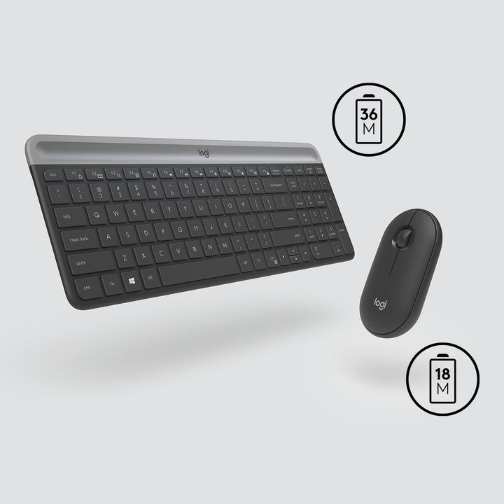 Actual product image Logitech MK470 Wireless keyboard and mouse, Graphite Sp., US (Eng. Int., Wireless)