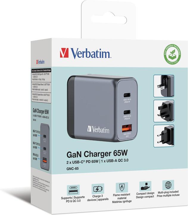 Actual product image Verbatim GNC-65 GaN Charger (65 W)