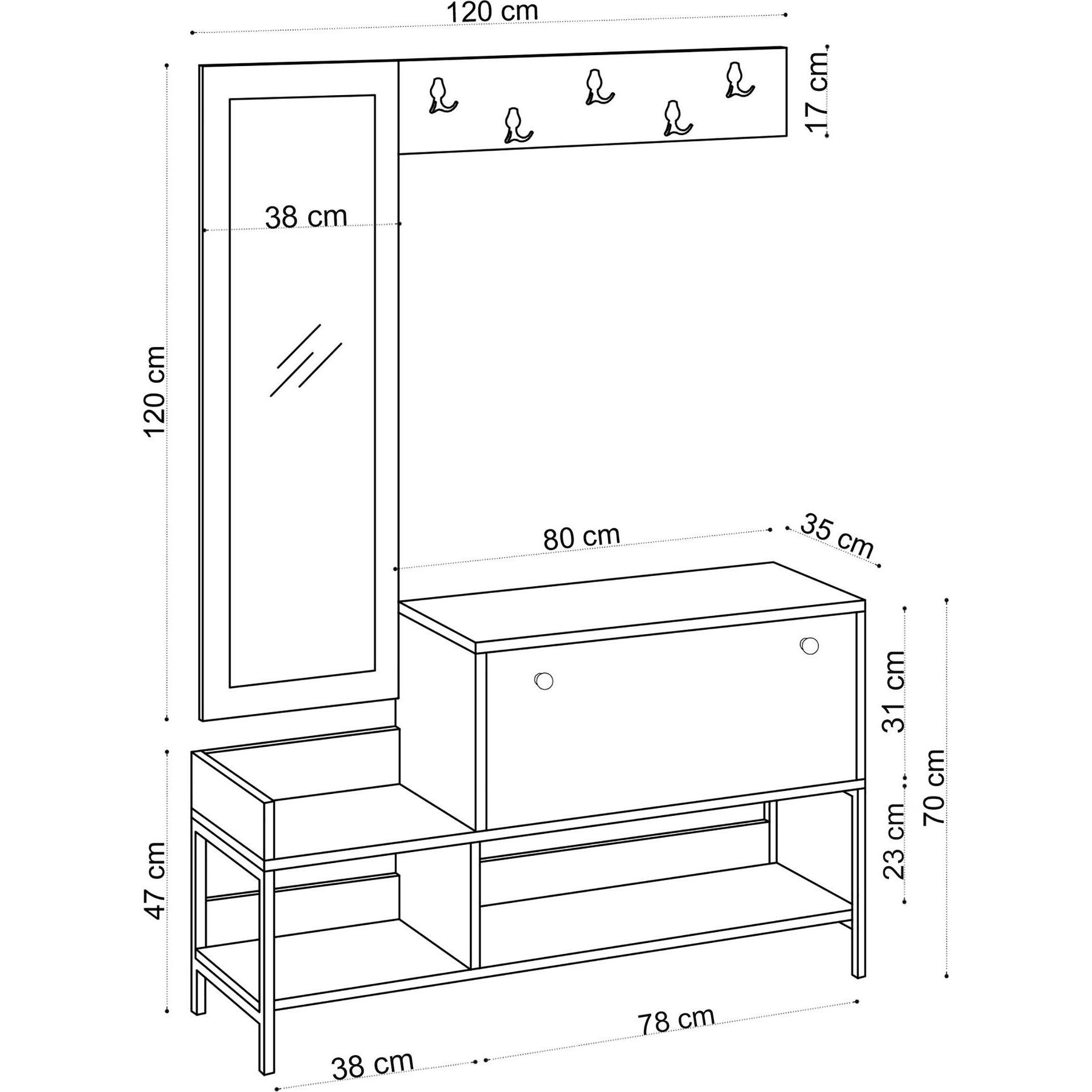Thumbnail - Kalune Design, Schuhschrank, Mathieu (120 x 35 x 70 cm)