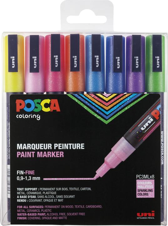 Image du produit Posca Marqueur PC-3M Jeu de 8 pièces (Multicolore, 1.30 mm, 8 x)