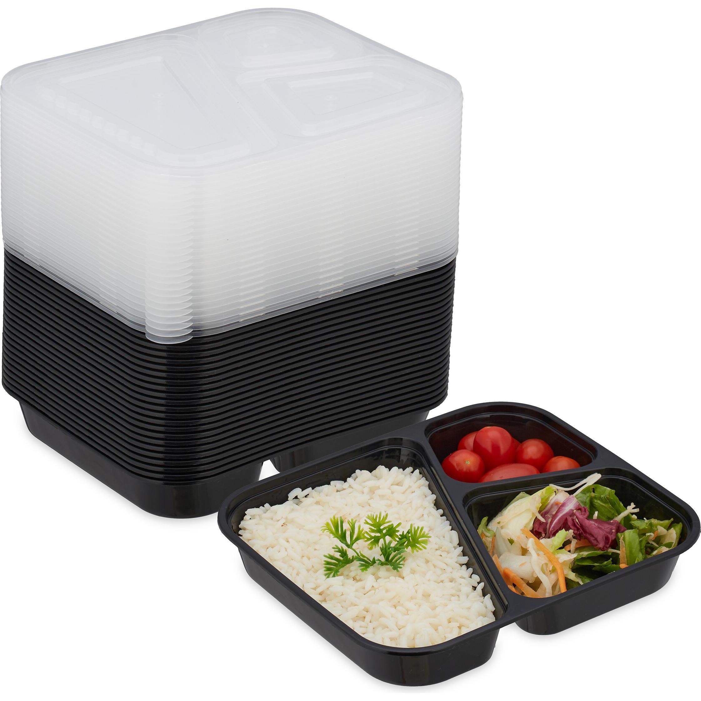 Relaxdays 24x Meal-Prep-Boxen, Lunchbox, Schwarz