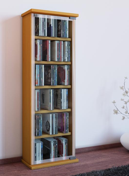 Produktbild VCM Holz CD DVD Stand Regal Classic mit Glastür (31 x 18 x 92 cm)