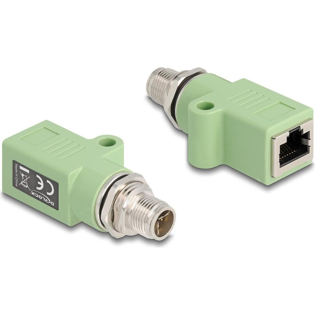 Delock Adattatore M12 con codice X da spina a 8 pin a presa RJ45 Ca, Accessori per server, Verde