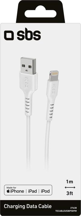 Image du produit SBS Câble de données USB 2.0 - Apple Lightning (1 m, USB 2.0)