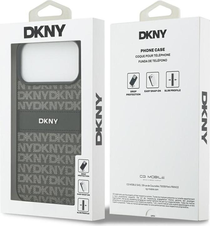 Produktbild DKNY Case Repeat Texture Pattern with Tonal Stripe for iPhone 17 Pro Max black (Apple iPhone 17 Pro Max)