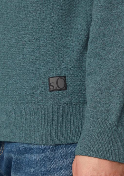 Produktbild s.Oliver Strickpullover Strickpullover mit Strukturmix und Logo-Patch (M)