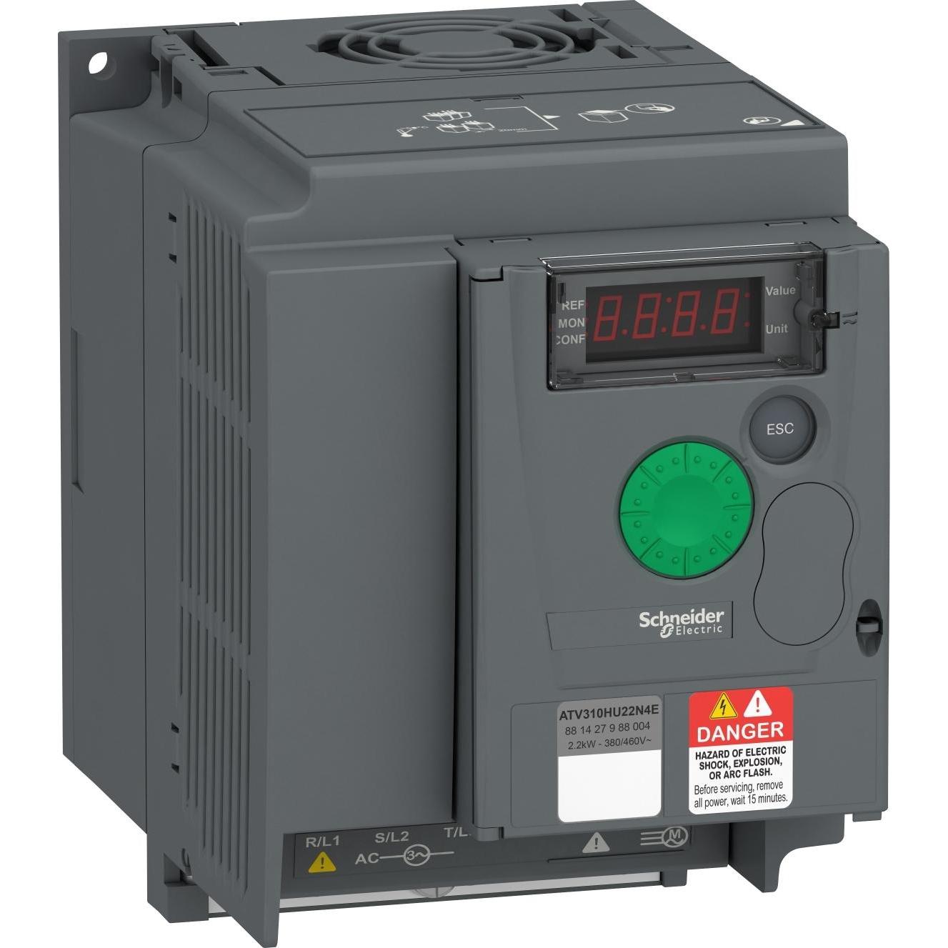 Schneider, Convertitore di frequenza, Inverter, Easy Altivar 310, 2,2kW, 380-460V AC, trifase, senza filtro ATV310HU22N4E