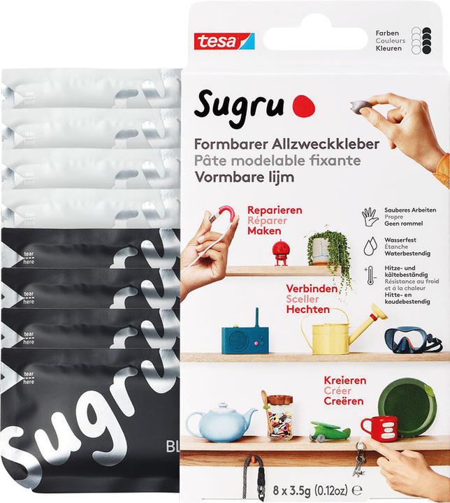 Actual product image Sugru by tesa Sugru 8x mouldable all-purpose adhesive, versatile adhesive putty for decorating, gluing & repairing (28 g)