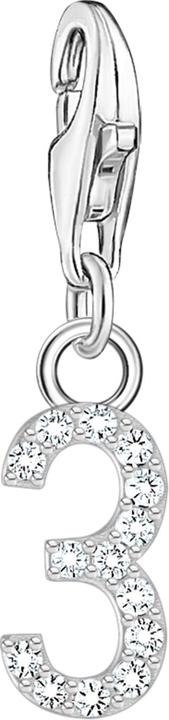 Produktbild Thomas Sabo Charm-Anhänger Zahl 3 mit weissen Steinen Silber (925 Sterlingsilber)