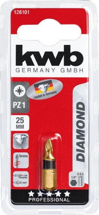 Produktbild kwb Bit 1/4" 25 mm PZ3 Diamond (Kreuz Pozidriv PZ)