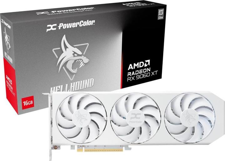 Actual product image Powercolor Radeon RX 9060 XT Hellhound Spectral White (16 GB, GDDR6)